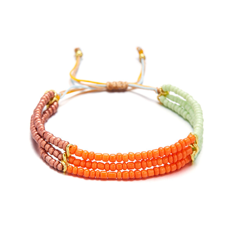 Wholesale Boho Style Multi-layered Braided Rice Bead Bracelet